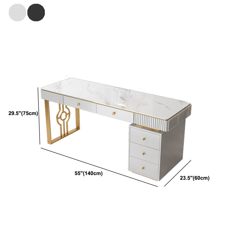 Bureau d'écriture de pierre glamour en pierre mate 23,62 "W Bureau de bureau pour la maison