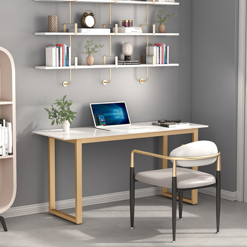 Rectangular Office Desk Sintered Stone Writing Desk in Matte Finish 43.3"L x 23.6"W x 29.5"H White Clearhalo 'furn' 'furn_office_desk' 'Furniture' 'Office Desks' 'Office Furniture' 'office_desk' 6019192