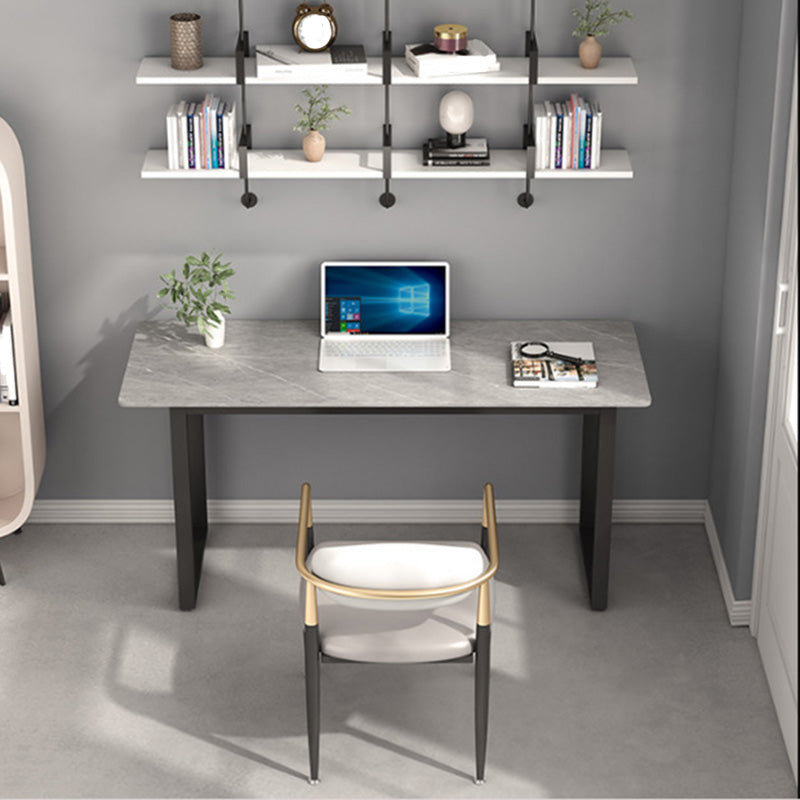 Rectangular Office Desk Sintered Stone Writing Desk in Matte Finish Grey Clearhalo 'furn' 'furn_office_desk' 'Furniture' 'Office Desks' 'Office Furniture' 'office_desk' 6019194