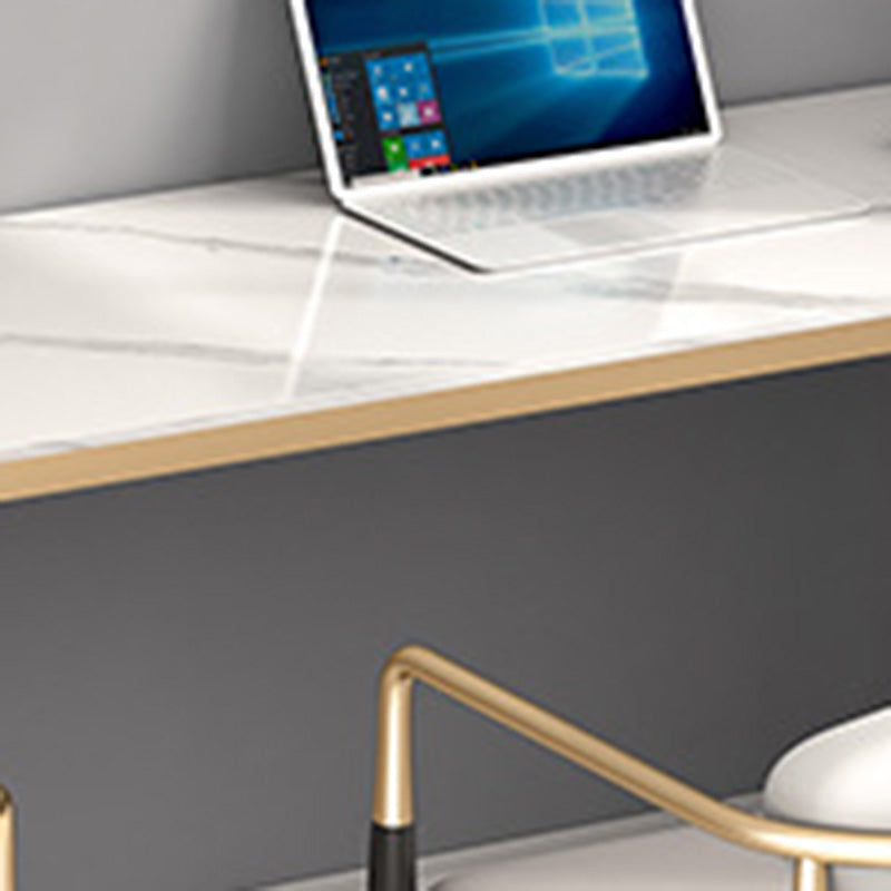 Rectangular Office Desk Sintered Stone Writing Desk in Matte Finish Clearhalo 'furn' 'furn_office_desk' 'Furniture' 'Office Desks' 'Office Furniture' 'office_desk' 6019199