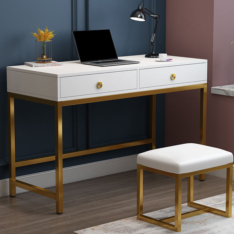 Glam Manufactured Wood Office Desk 19.68" W Home Writing Desk with 2-Drawer Clearhalo 'furn' 'furn_office_desk' 'Furniture' 'Office Desks' 'Office Furniture' 'office_desk' 6019211