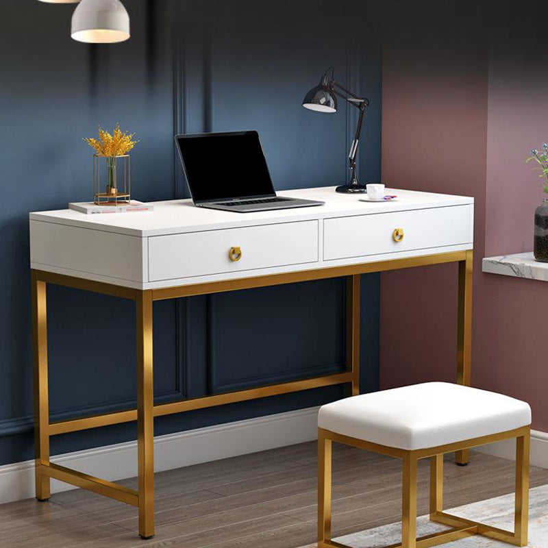 Glam Manufactured Wood Office Desk 19.68" W Home Writing Desk with 2-Drawer Clearhalo 'furn' 'furn_office_desk' 'Furniture' 'Office Desks' 'Office Furniture' 'office_desk' 6019213
