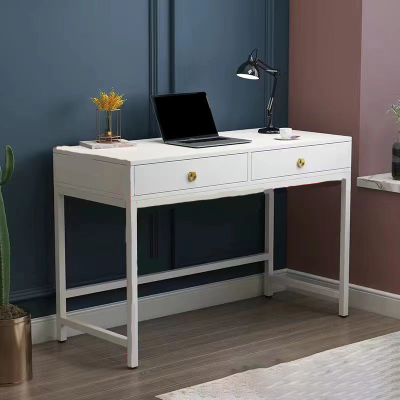 Glam Manufactured Wood Office Desk 19.68" W Home Writing Desk with 2-Drawer 31.5"L x 19.7"W x 29.5"H White Clearhalo 'furn' 'furn_office_desk' 'Furniture' 'Office Desks' 'Office Furniture' 'office_desk' 6019216