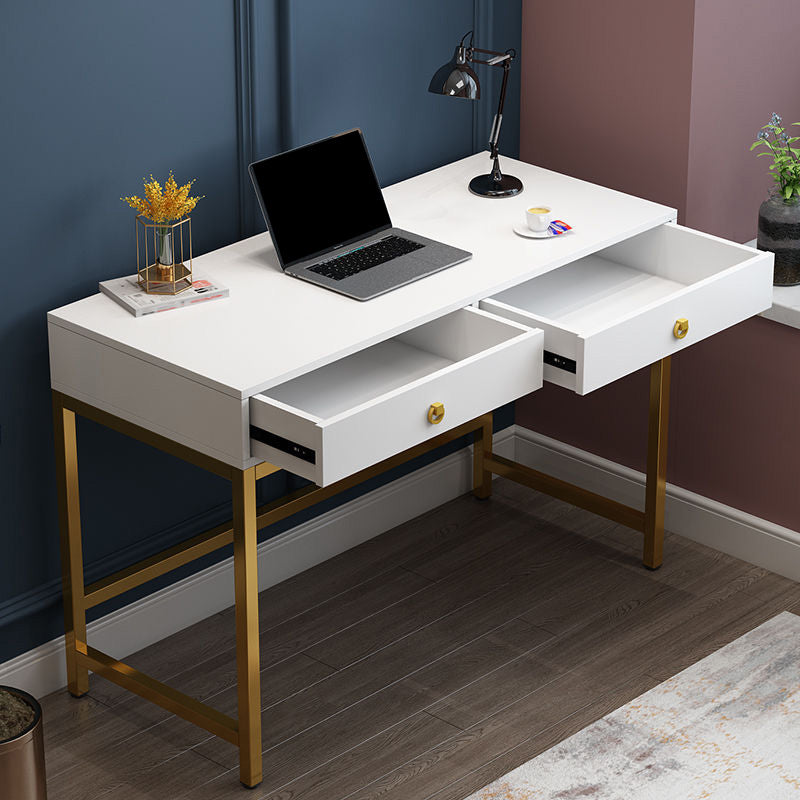 Glam Manufactured Wood Office Desk 19.68" W Home Writing Desk with 2-Drawer Clearhalo 'furn' 'furn_office_desk' 'Furniture' 'Office Desks' 'Office Furniture' 'office_desk' 6019218