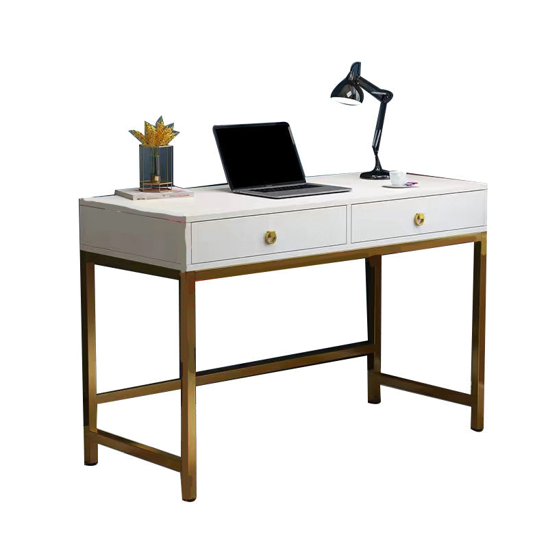 Glam Manufactured Wood Office Desk 19.68" W Home Writing Desk with 2-Drawer Clearhalo 'furn' 'furn_office_desk' 'Furniture' 'Office Desks' 'Office Furniture' 'office_desk' 6019220