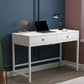 Glam Manufactured Wood Office Desk 19.68" W Home Writing Desk with 2-Drawer 47.2"L x 19.7"W x 29.5"H White Clearhalo 'furn' 'furn_office_desk' 'Furniture' 'Office Desks' 'Office Furniture' 'office_desk' 6019221
