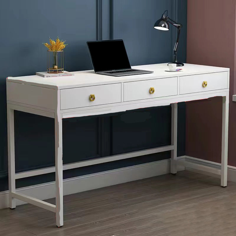 Glam Manufactured Wood Office Desk 19.68" W Home Writing Desk with 2-Drawer 55"L x 20"W x 30"H White Clearhalo 'furn' 'furn_office_desk' 'Furniture' 'Office Desks' 'Office Furniture' 'office_desk' 6019223