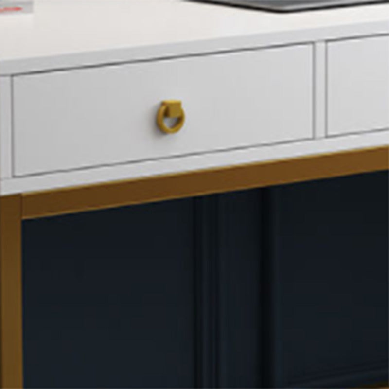 Glam Manufactured Wood Office Desk 19.68" W Home Writing Desk with 2-Drawer Clearhalo 'furn' 'furn_office_desk' 'Furniture' 'Office Desks' 'Office Furniture' 'office_desk' 6019224