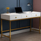 Glam Manufactured Wood Office Desk 19.68" W Home Writing Desk with 2-Drawer 55"L x 20"W x 30"H Gold Clearhalo 'furn' 'furn_office_desk' 'Furniture' 'Office Desks' 'Office Furniture' 'office_desk' 6019225