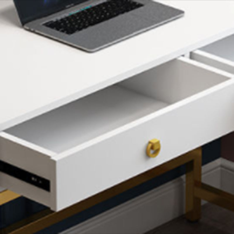 Glam Manufactured Wood Office Desk 19.68" W Home Writing Desk with 2-Drawer Clearhalo 'furn' 'furn_office_desk' 'Furniture' 'Office Desks' 'Office Furniture' 'office_desk' 6019227