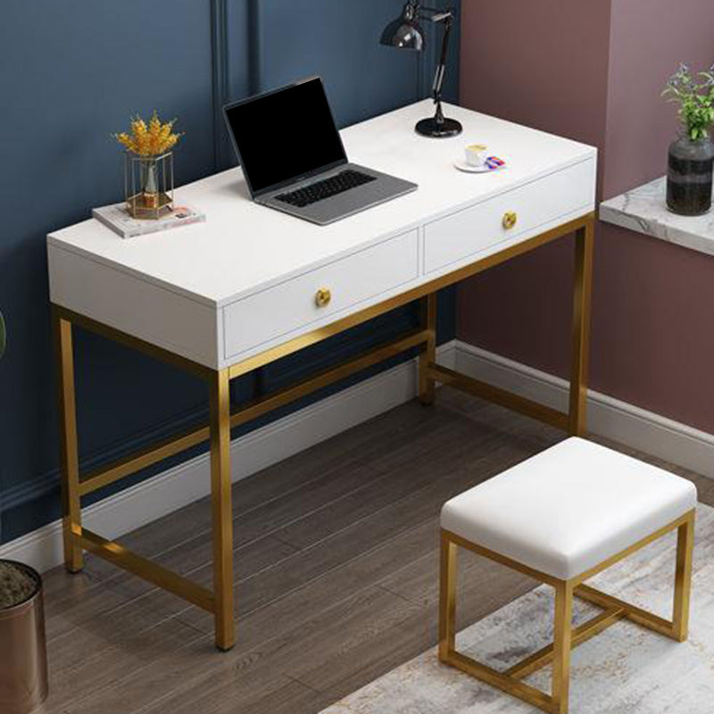 Glam Manufactured Wood Office Desk 19.68" W Home Writing Desk with 2-Drawer Clearhalo 'furn' 'furn_office_desk' 'Furniture' 'Office Desks' 'Office Furniture' 'office_desk' 6019229