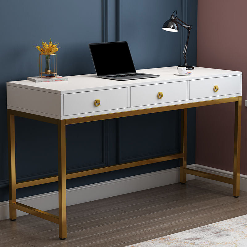Glam Manufactured Wood Office Desk 19.68" W Home Writing Desk with 2-Drawer Clearhalo 'furn' 'furn_office_desk' 'Furniture' 'Office Desks' 'Office Furniture' 'office_desk' 6019230