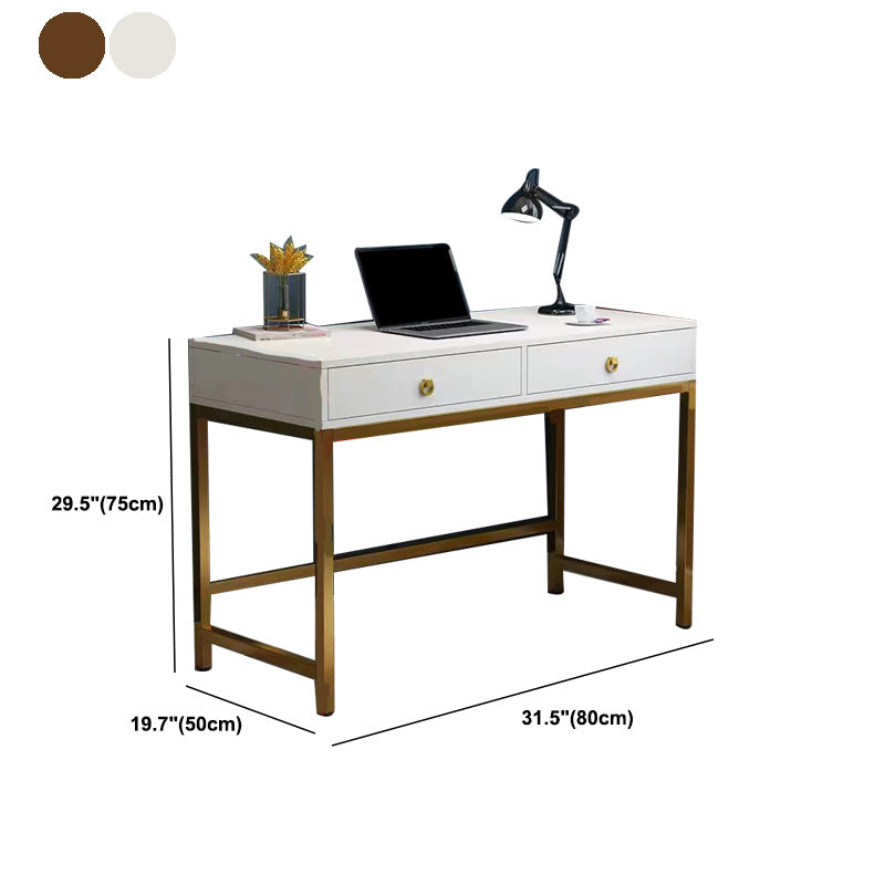 Glam Manufactured Wood Office Desk 19.68" W Home Writing Desk with 2-Drawer Clearhalo 'furn' 'furn_office_desk' 'Furniture' 'Office Desks' 'Office Furniture' 'office_desk' 6019231
