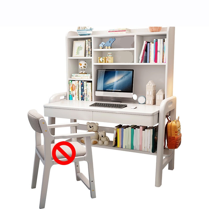 Contemporary Wood Credenza Desk Adjustable 23.6" W Office Desk with 2 Drawers White Clearhalo 'furn' 'furn_office_desk' 'Furniture' 'Office Desks' 'Office Furniture' 'office_desk' 6019349