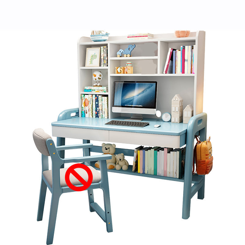 Contemporary Wood Credenza Desk Adjustable 23.6" W Office Desk with 2 Drawers Blue Clearhalo 'furn' 'furn_office_desk' 'Furniture' 'Office Desks' 'Office Furniture' 'office_desk' 6019351