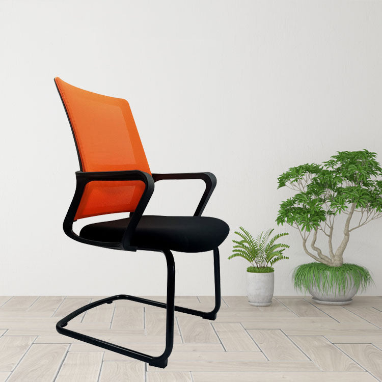 Contemporary No Wheels Desk Chair Microfiber Conference Mid-Back Arm Chair Clearhalo 'furn' 'furn_office_chair' 'Furniture' 'Office Chairs' 'Office Furniture' 'office_chair' 6019628