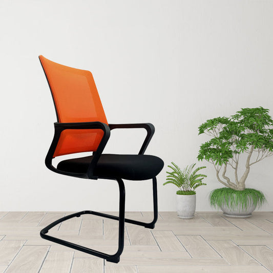 Contemporary No Wheels Desk Chair Microfiber Conference Mid-Back Arm Chair Clearhalo 'furn' 'furn_office_chair' 'Furniture' 'Office Chairs' 'Office Furniture' 'office_chair' 6019628