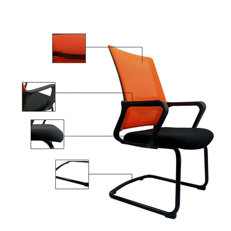 Contemporary No Wheels Desk Chair Microfiber Conference Mid-Back Arm Chair Clearhalo 'furn' 'furn_office_chair' 'Furniture' 'Office Chairs' 'Office Furniture' 'office_chair' 6019635