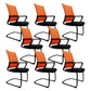 Contemporary No Wheels Desk Chair Microfiber Conference Mid-Back Arm Chair 8 Piece Set Orange Clearhalo 'furn' 'furn_office_chair' 'Furniture' 'Office Chairs' 'Office Furniture' 'office_chair' 6019637