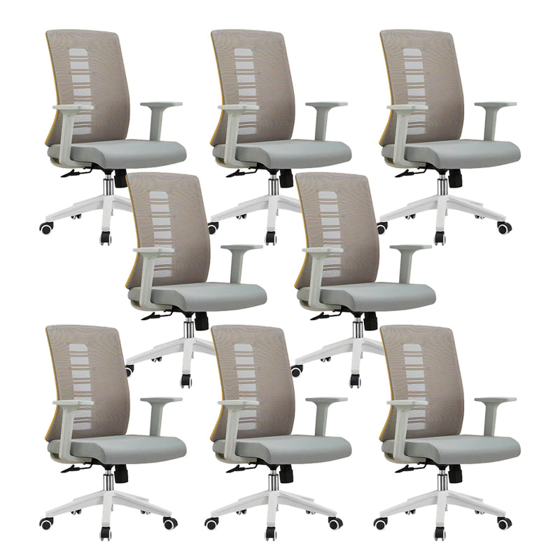 Contemporary Arm Chair Adjustable Seat Height Fixed Arms Office Chair Grey 8 Piece Set Clearhalo 'furn' 'furn_office_chair' 'Furniture' 'Office Chairs' 'Office Furniture' 'office_chair' 6019649