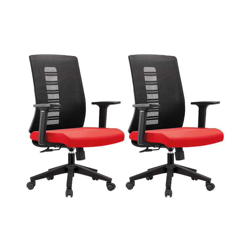 Contemporary Arm Chair Adjustable Seat Height Fixed Arms Office Chair Red 2 Piece Set Clearhalo 'furn' 'furn_office_chair' 'Furniture' 'Office Chairs' 'Office Furniture' 'office_chair' 6019654