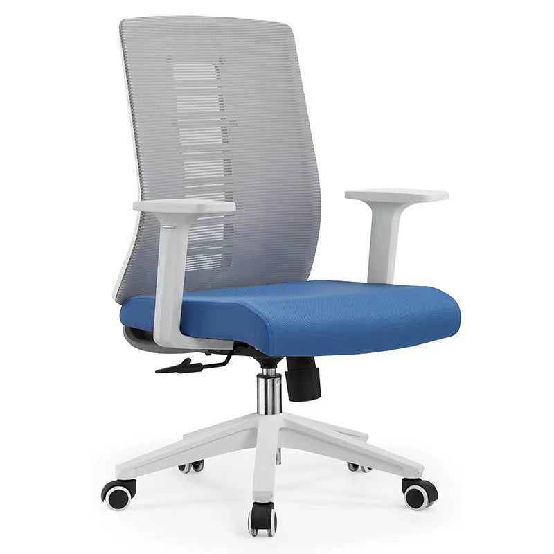 Contemporary Arm Chair Adjustable Seat Height Fixed Arms Office Chair Blue 1 Piece Clearhalo 'furn' 'furn_office_chair' 'Furniture' 'Office Chairs' 'Office Furniture' 'office_chair' 6019660
