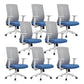 Contemporary Arm Chair Adjustable Seat Height Fixed Arms Office Chair Blue 8 Piece Set Clearhalo 'furn' 'furn_office_chair' 'Furniture' 'Office Chairs' 'Office Furniture' 'office_chair' 6019664