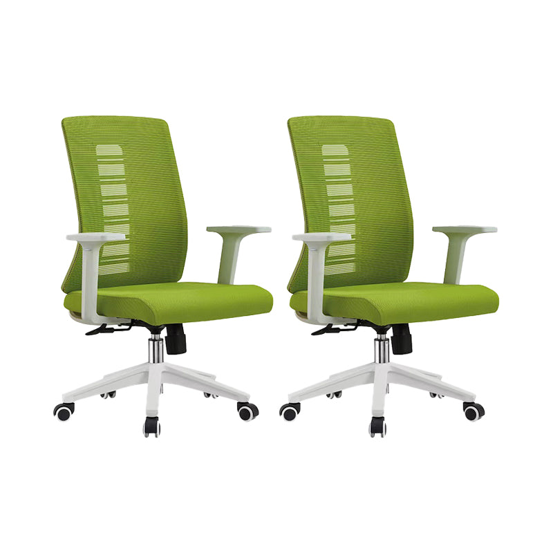 Contemporary Arm Chair Adjustable Seat Height Fixed Arms Office Chair Green 2 Piece Set Clearhalo 'furn' 'furn_office_chair' 'Furniture' 'Office Chairs' 'Office Furniture' 'office_chair' 6019666