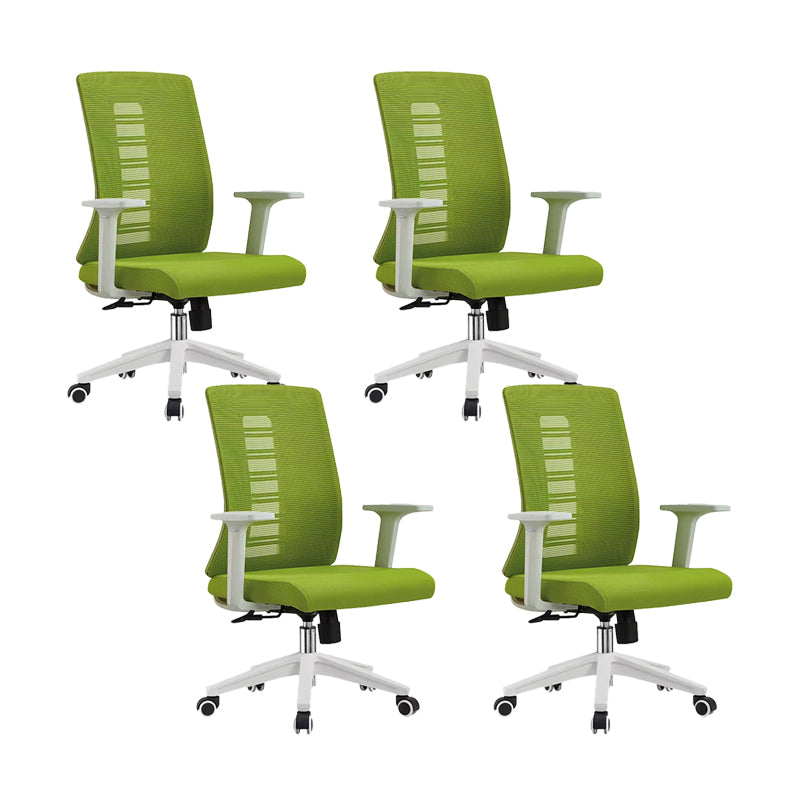 Contemporary Arm Chair Adjustable Seat Height Fixed Arms Office Chair Green 4 Piece Set Clearhalo 'furn' 'furn_office_chair' 'Furniture' 'Office Chairs' 'Office Furniture' 'office_chair' 6019667