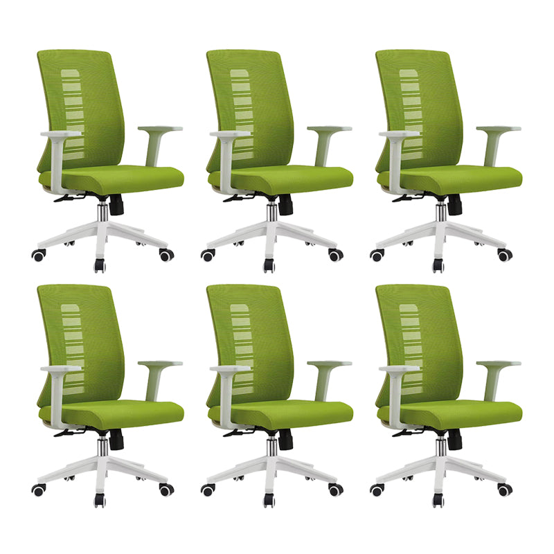 Contemporary Arm Chair Adjustable Seat Height Fixed Arms Office Chair Green 6 Piece Set Clearhalo 'furn' 'furn_office_chair' 'Furniture' 'Office Chairs' 'Office Furniture' 'office_chair' 6019668