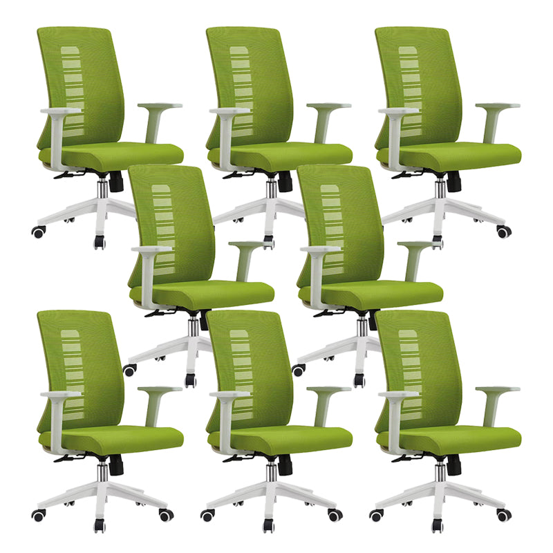Contemporary Arm Chair Adjustable Seat Height Fixed Arms Office Chair Green 8 Piece Set Clearhalo 'furn' 'furn_office_chair' 'Furniture' 'Office Chairs' 'Office Furniture' 'office_chair' 6019669