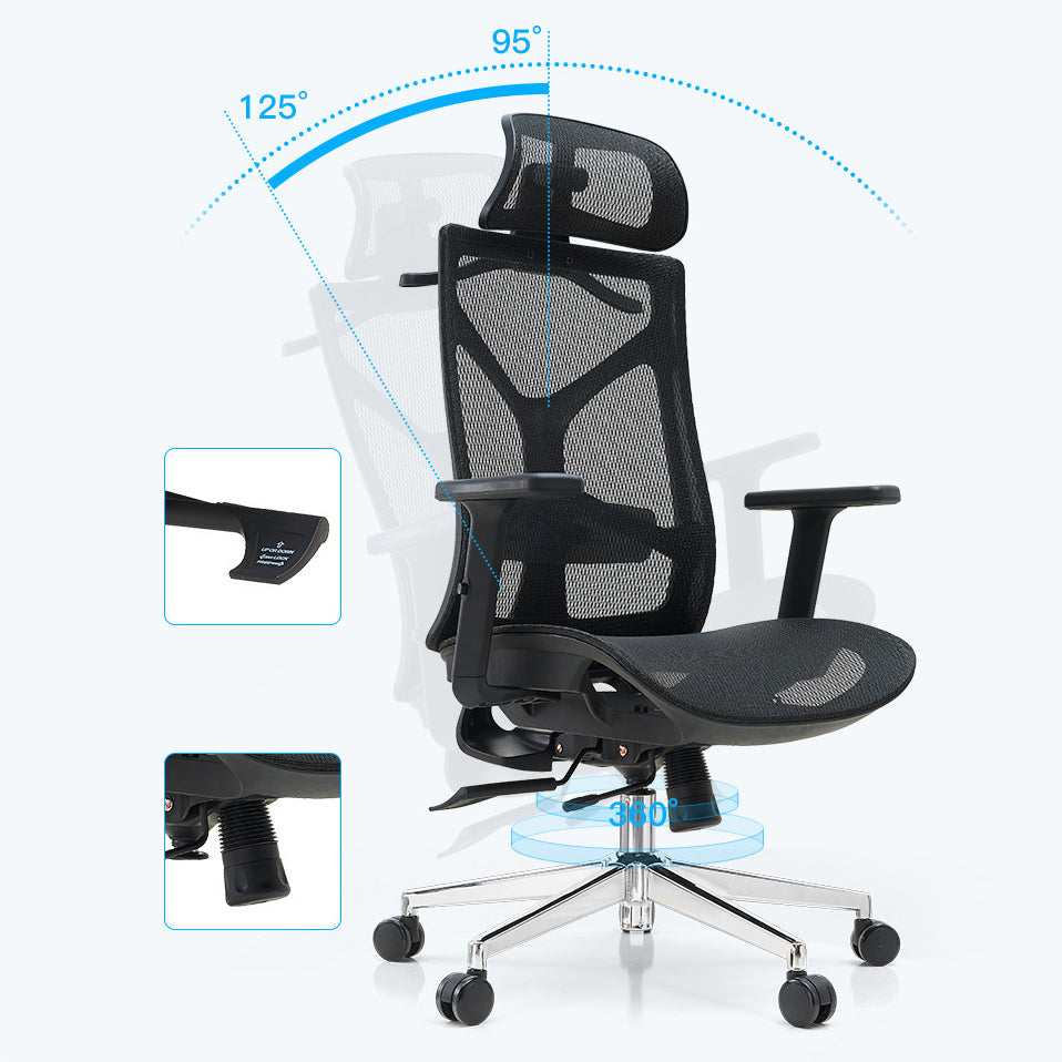 29-inch brede moderne bureaustoel, zwart gestoffeerde bureaustoel