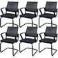 Contemporary No Wheels Office Chair Microfiber Conference Mid-Back Desk Chair