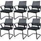 Contemporary No Wheels Office Chair Microfiber Conference Mid-Back Desk Chair