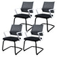 Contemporary No Wheels Office Chair Microfiber Conference Mid-Back Desk Chair