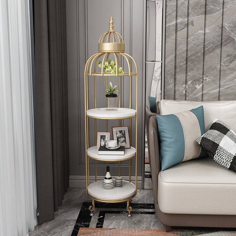 Scaffali di libreria verticale in metallo in metallo glam