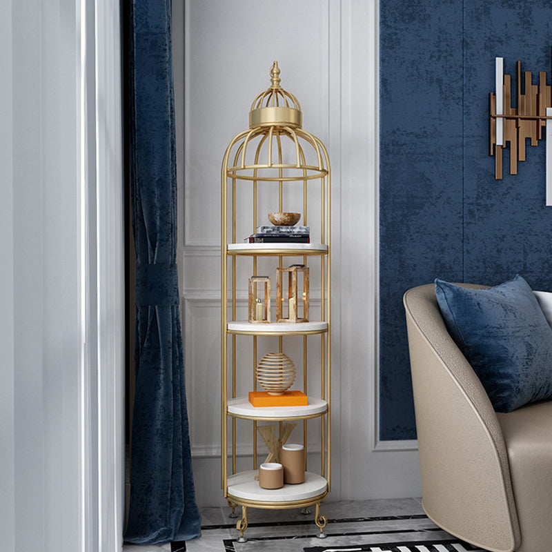 Scaffali di libreria verticale in metallo in metallo glam