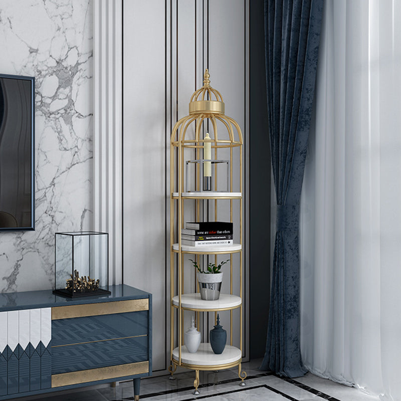 Scaffali di libreria verticale in metallo in metallo glam