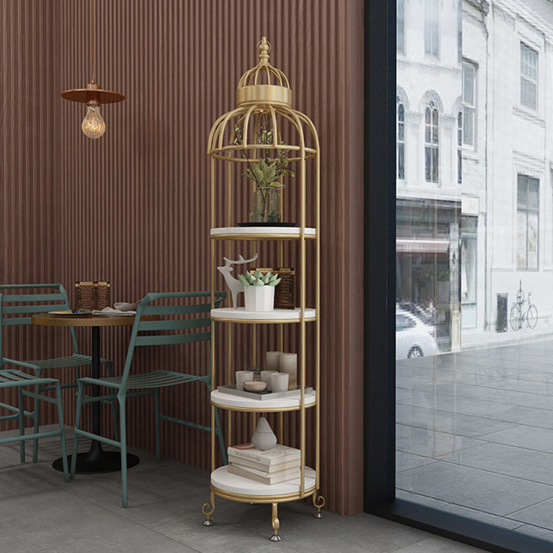 Scaffali di libreria verticale in metallo in metallo glam