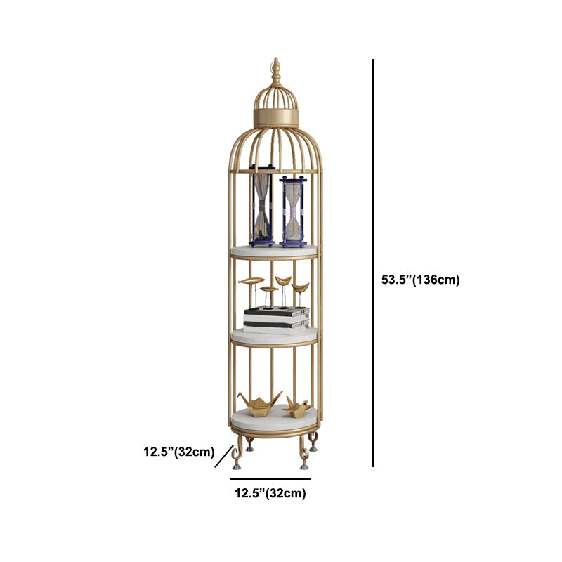 Scaffali di libreria verticale in metallo in metallo glam