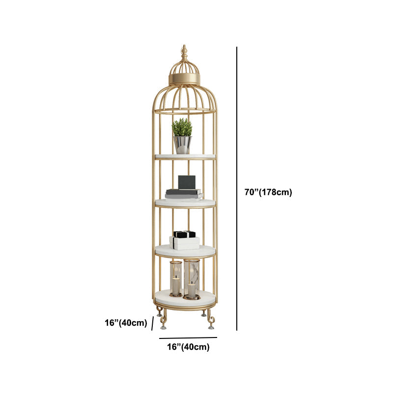 Scaffali di libreria verticale in metallo in metallo glam