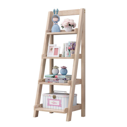 4 estanterías de estantería de escalera de madera moderna 55.1 "H x 14.2" W