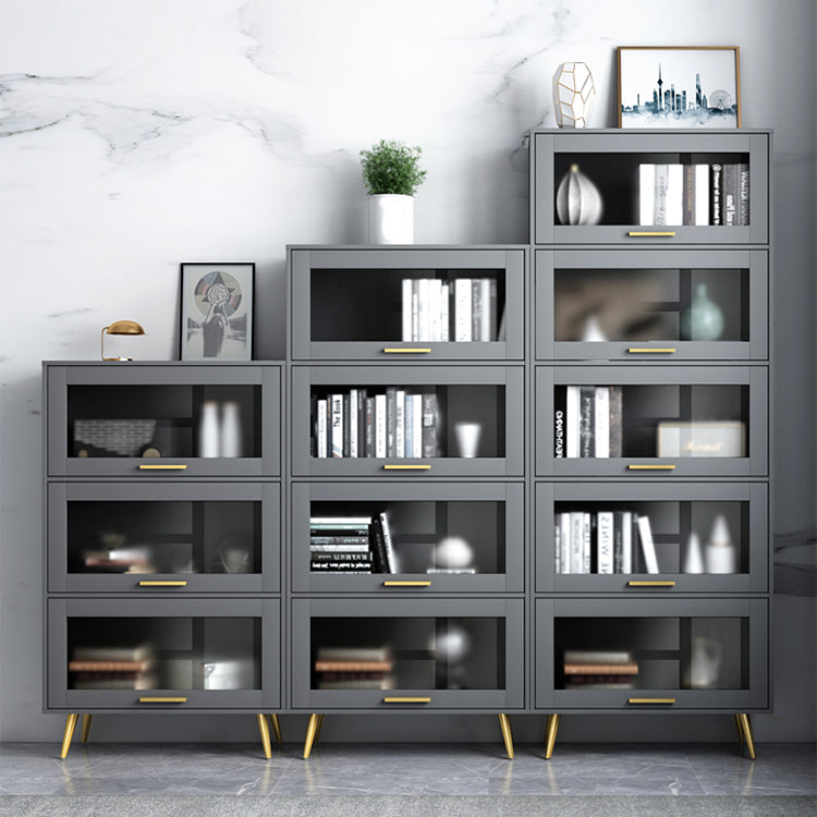Modern Barrister Shelf Bookcase Gray Engineered Wood Bookshelf