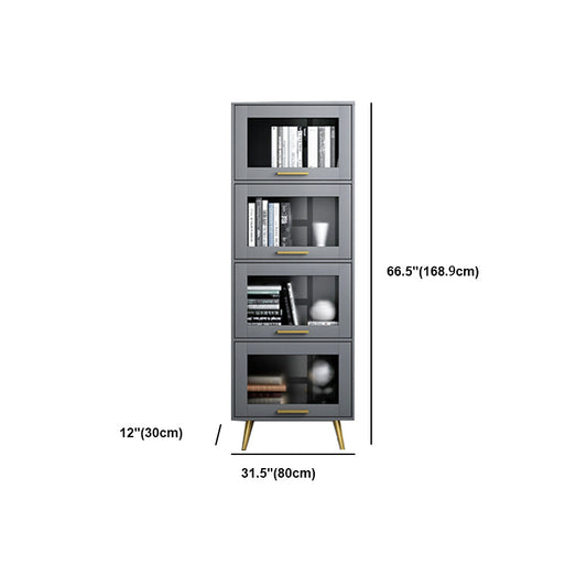 Modern Barrister Shelf Bookcase Gray Engineered Wood Bookshelf