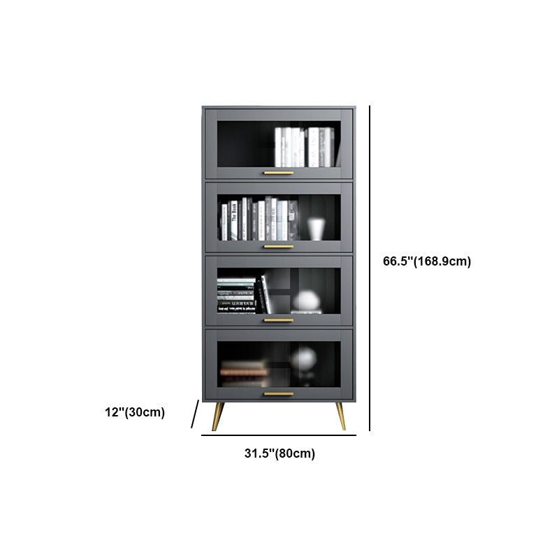 Modern Barrister Shelf Bookcase Gray Engineered Wood Bookshelf