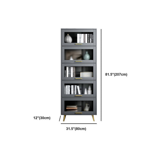 Modern Barrister Shelf Bookcase Gray Engineered Wood Bookshelf