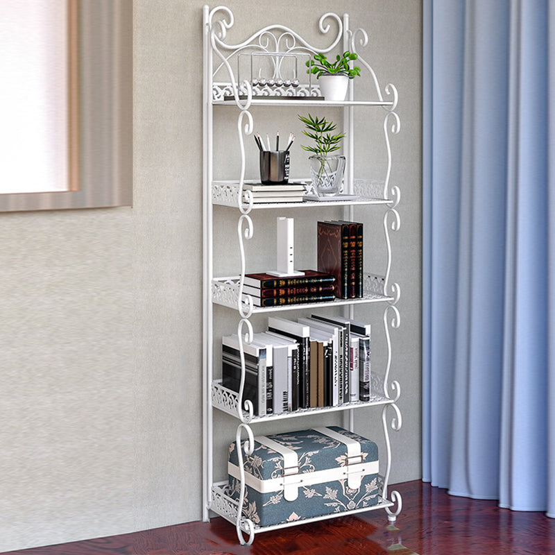 Contemporary Metal Book Shelf Folding Open Back Bookshelf Shelves Included 13.4"L x 8.3"W x 43.7"H White Clearhalo 'Bookcases' 'furn' 'furn_bookcases' 'Furniture' 'Office Furniture' 6020271