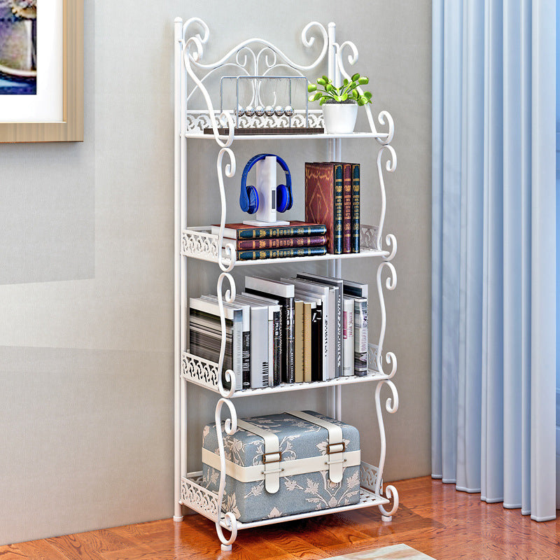 Contemporary Metal Book Shelf Folding Open Back Bookshelf Shelves Included 13"L x 7.9"W x 34.6"H White Clearhalo 'Bookcases' 'furn' 'furn_bookcases' 'Furniture' 'Office Furniture' 6020272