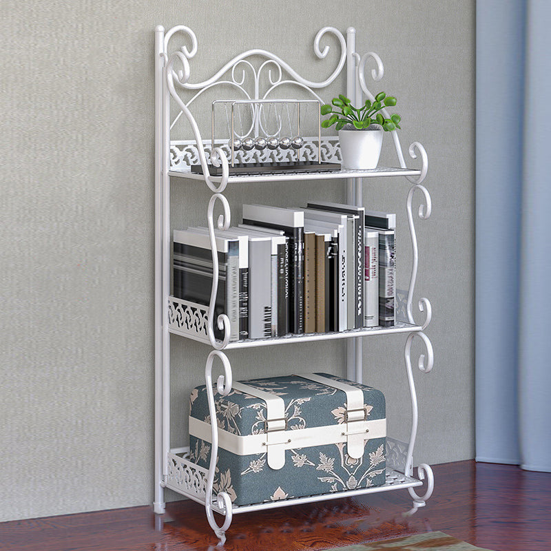 Contemporary Metal Book Shelf Folding Open Back Bookshelf Shelves Included 13.4"L x 8.3"W x 25.6"H White Clearhalo 'Bookcases' 'furn' 'furn_bookcases' 'Furniture' 'Office Furniture' 6020274