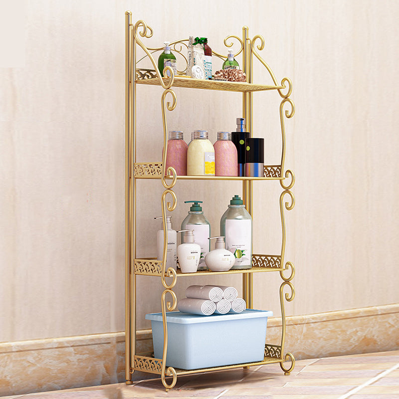 Contemporary Metal Book Shelf Folding Open Back Bookshelf Shelves Included 13"L x 7.9"W x 34.6"H Gold Clearhalo 'Bookcases' 'furn' 'furn_bookcases' 'Furniture' 'Office Furniture' 6020284